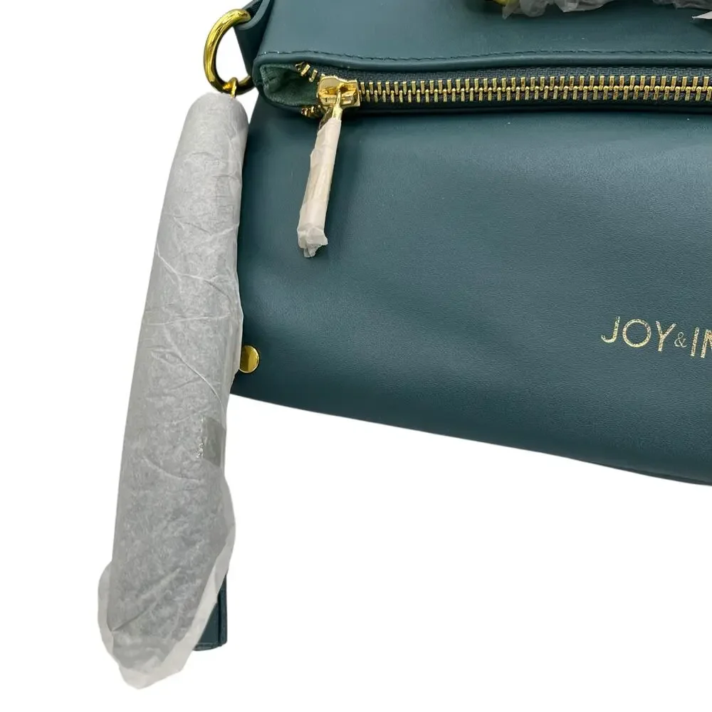 Joy & Iman New Without Tags Aqua  Leather Foldover Hobo Crossbody Shoulder Bag